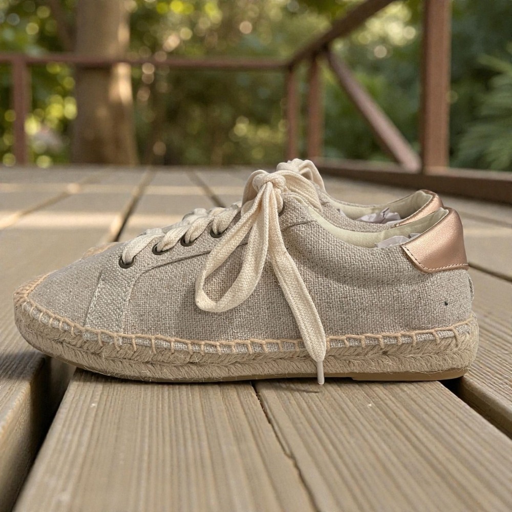 Tonivis‎ Canvas Espadrille Sneakers Size 7 Natural Boho Coastal Summer Shoes